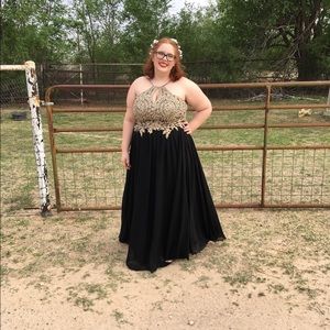 Black and gold formal dress